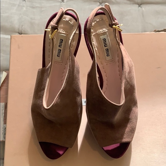 MIU MIU PLATFORM SLINGBACK STILETTOS 38 - Picture 5 of 6